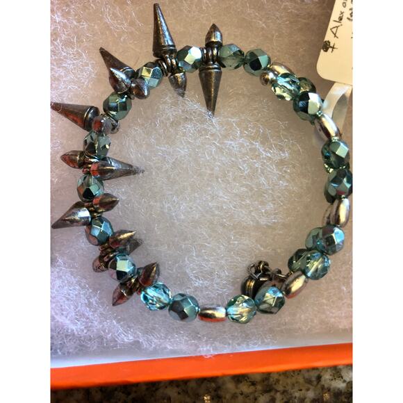 NWT Alex and Ani Rock and Raw Wrap teal Bracelet Spiked Retired $68 - Picture 1 of 6